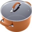 Rachael Ray Cucina Nonstick Cookware Pots and Pans Set, 12 Piece, Pumpkin Orange
