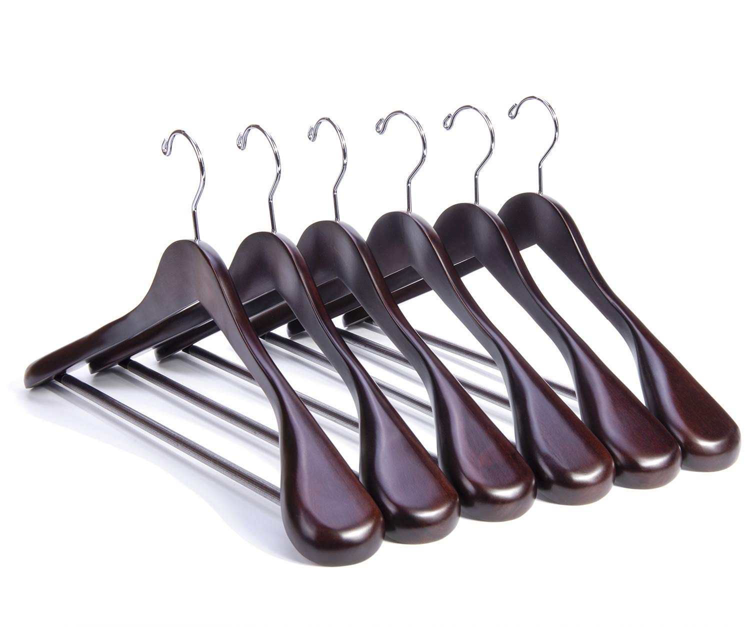 Nature Smile Luxury Mahogany Wooden Suit Hangers - 6 Pack - Wood Coat Hangers, Jacket Outerwear Shirt Hangers Nature Smile Luxury Mahogany Wooden Suit Hangers - 6 Pack - Wood Coat Hangers, Jacket Outerwear Shirt Hangers