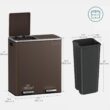 SONGMICS Trash Can, 2 x 8 Gallon (2 x 30 L) Garbage Can for Kitchen, Brown ULTB60BR