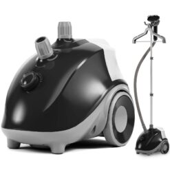 Sweetcrispy Standing Garment Steamer, 1500W Powerful Steamer for Clothes with Roll Wheels, Black&Grey