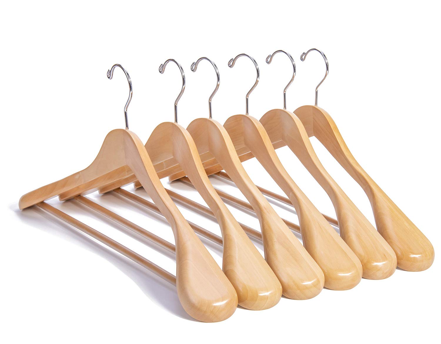 Nature Smile Luxury Natural Wooden Suit Hangers, Wood Coat Hangers, Jacket Outerwear Shirt Hangers - 6 Pack Nature Smile Luxury Natural Wooden Suit Hangers, Wood Coat Hangers, Jacket Outerwear Shirt Hangers - 6 Pack