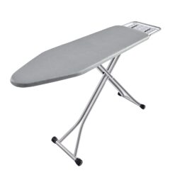 BKTD Foldable Ironing Board with Heat Resistant Cover - Sturdy Metal Frame (13 x 34 x 53 Inches) (Silver Gray)