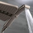 BRIGHT SHOWERS Shower Head Combo with Two Spray Setting, Fixed Shower Head and Handheld with Grey Face, Brushed Nickel