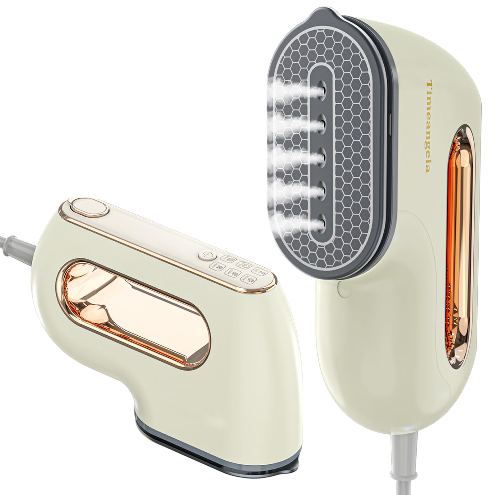 Timeangela Portable Travel Steamer Iron for Clothes, Professional Small Size Hand Held Traveling Fabric Steamers (Beige) Timeangela Portable Travel Steamer Iron for Clothes, Professional Small Size Hand Held Traveling Fabric Steamers (Beige)