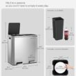 SONGMICS Trash Can, 2 x 8 Gallon (2 x 30 L) Garbage Can for Kitchen, with 15 Trash Bags, Silver and Black ULTB60NL