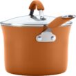 Rachael Ray Cucina Nonstick Cookware Pots and Pans Set, 12 Piece, Pumpkin Orange