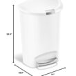 simplehuman 50 Liter Semi-Round Hands-Free Kitchen Step Soft-Close Lid Trash Can, White