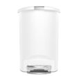 simplehuman 50 Liter Semi-Round Hands-Free Kitchen Step Soft-Close Lid Trash Can, White