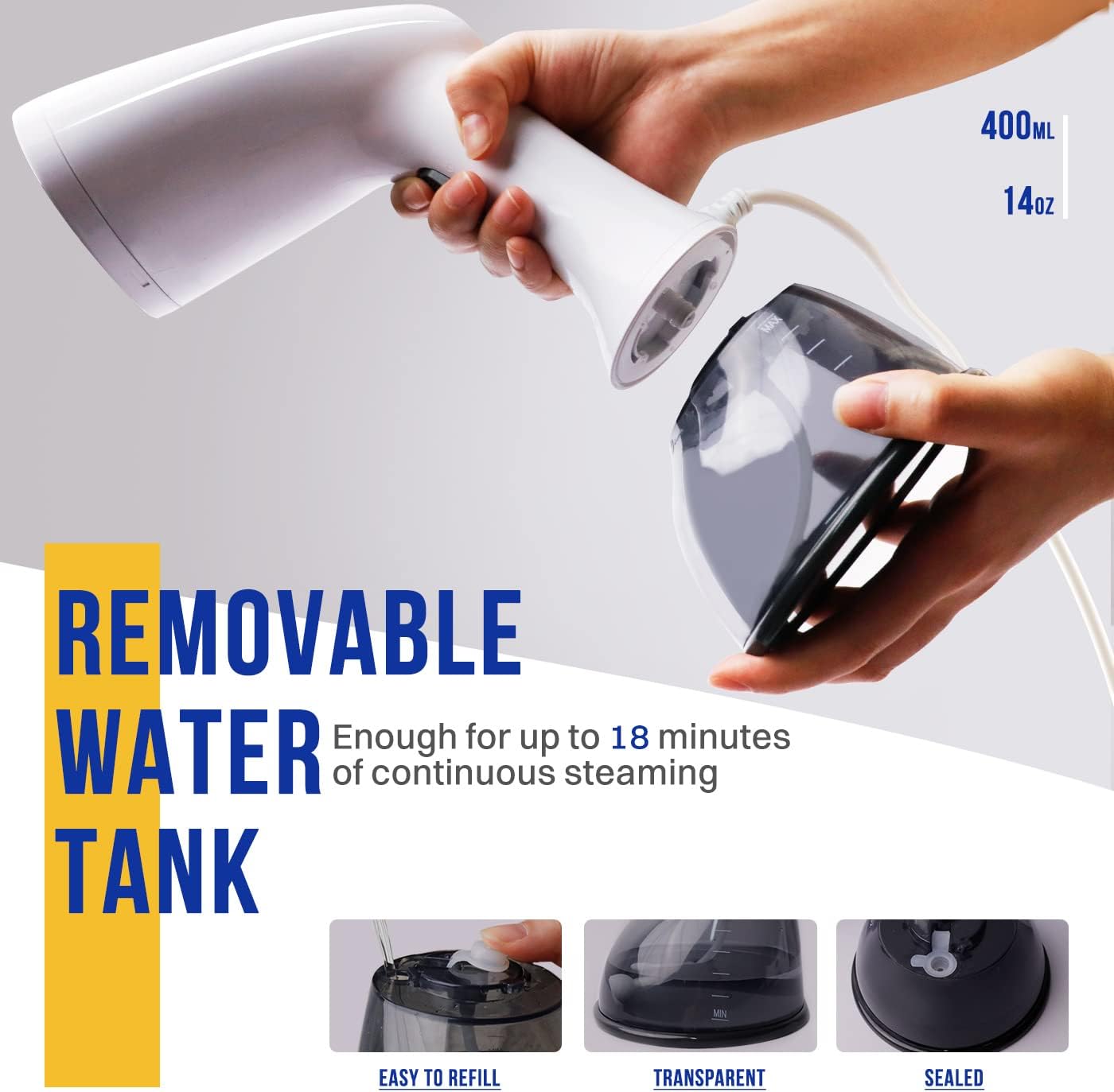 Rolipo Steamer for Clothes 1350W, Clothes Steamer, Upgraded 400ML Large Capacity Water Tank, Wrinkle Remover Rolipo Steamer for Clothes 1350W, Clothes Steamer, Upgraded 400ML Large Capacity Water Tank, Wrinkle Remover - Image 4