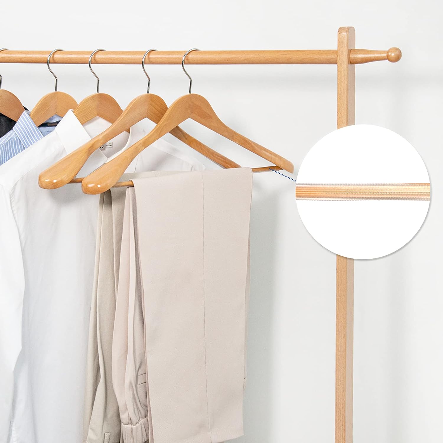 Nature Smile Luxury Natural Wooden Suit Hangers, Wood Coat Hangers, Jacket Outerwear Shirt Hangers - 6 Pack Nature Smile Luxury Natural Wooden Suit Hangers, Wood Coat Hangers, Jacket Outerwear Shirt Hangers - 6 Pack - Image 5