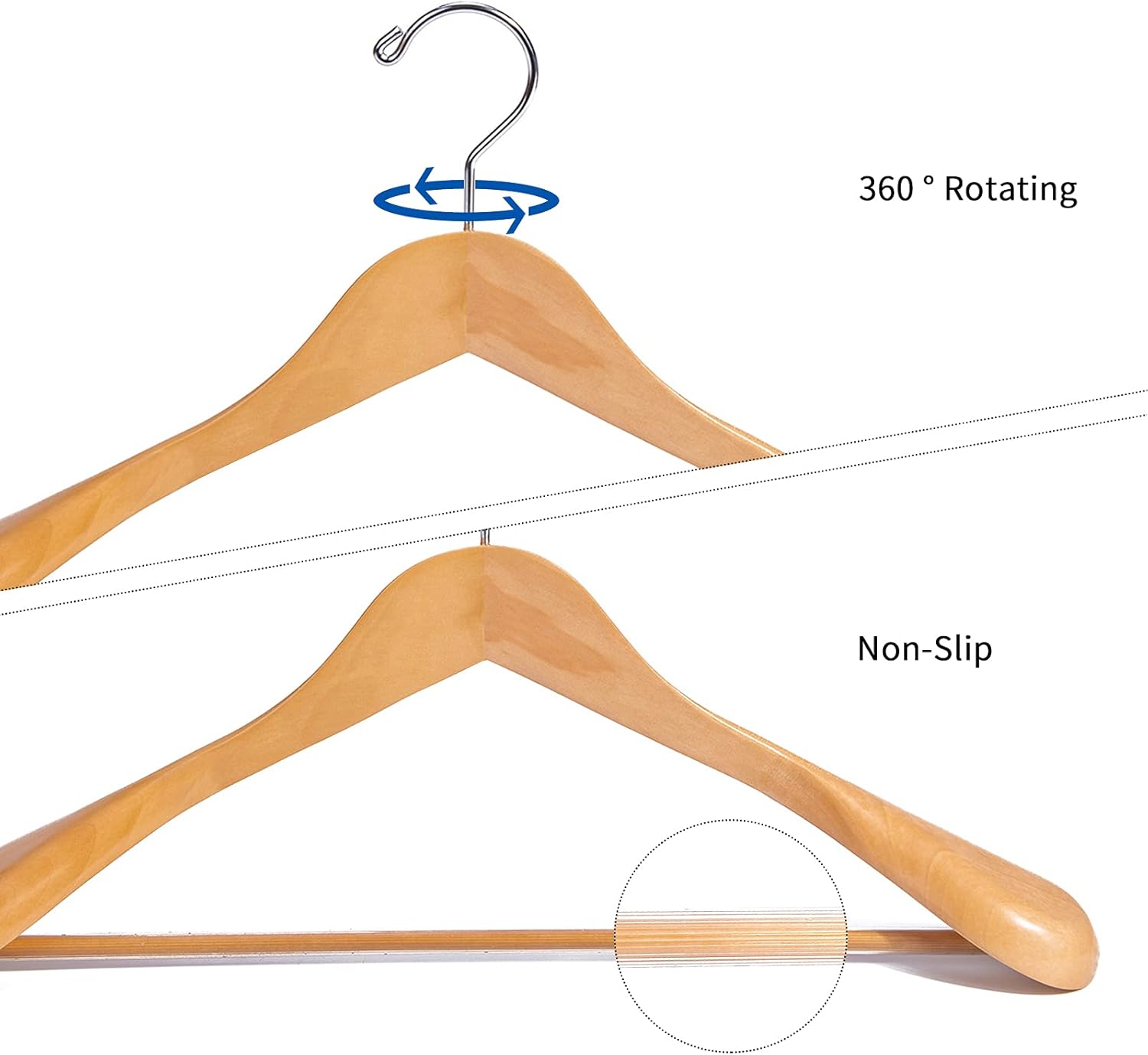 Nature Smile Luxury Natural Wooden Suit Hangers, Wood Coat Hangers, Jacket Outerwear Shirt Hangers - 6 Pack Nature Smile Luxury Natural Wooden Suit Hangers, Wood Coat Hangers, Jacket Outerwear Shirt Hangers - 6 Pack - Image 2