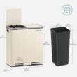 SONGMICS Trash Can, 2 x 8 Gallon (2 x 30 L) Garbage Can for Kitchen, with 15 Trash Bags, 2 Compartments, Almond Color ULTB201A01