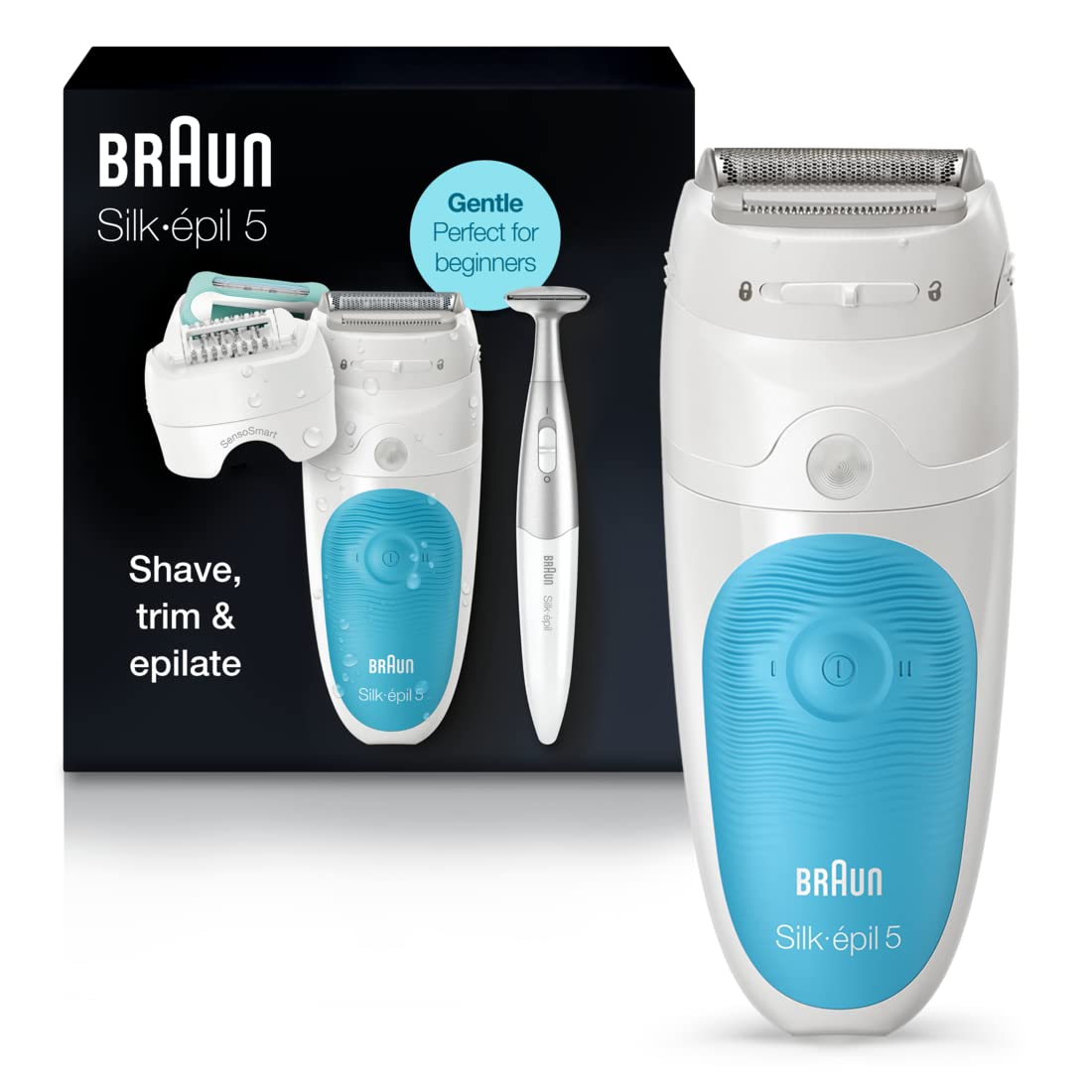 Braun Epilator Silk-épil 5 5-810, Hair Removal Device, Epilator for Women, Shaver & Bikini Trimmer, Cordless, Rechargeable, Wet & Dry Braun Epilator Silk-épil 5 5-810, Hair Removal Device, Epilator for Women, Shaver & Bikini Trimmer, Cordless, Rechargeable, Wet & Dry