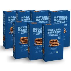Nature’s Bakery Whole Wheat Fig Bars, Blueberry, Real Fruit, Vegan, Non-GMO, Snack bar, 7 boxes with 12 twin packs (84 twin packs)