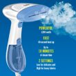 Conair Handheld Garment Steamer for Clothes, ExtremeSteam 1200W, Portable Handheld Design, White/Blue