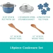 The Pioneer Woman Frontier Speckle 18 Piece Nonstick Aluminum Cookware Set, Blue