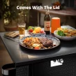 Myfurnideal 28 Inch Propane Fire Pits with Lid and Lava Rock, 50000 BTU Steel Gas Fire Pit Table for Outdoor