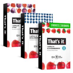 That’s it. Variety, Natural Real Fruit Bar, High Fiber Vegan, Gluten Free Healthy Snack (Blueberry, Strawberry, Fig) (36 Pack)