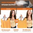 Sweetcrispy Standing Garment Steamer, 1500W Powerful Steamer for Clothes with Roll Wheels, Black&Grey