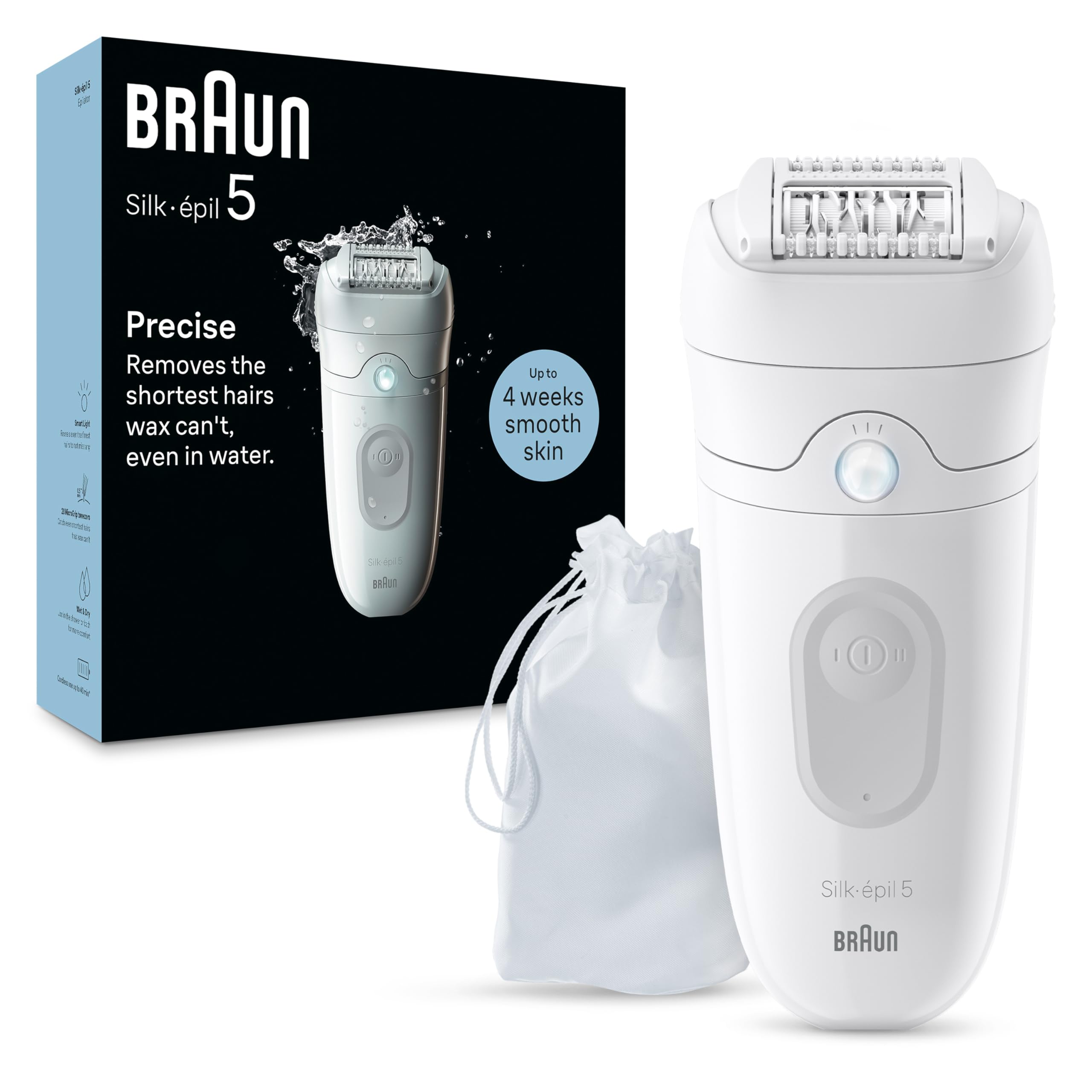 Braun Epilator Silk-épil 5, Hair Removal Device, Women Shaver & Trimmer, Wet and Dry, Includes Skin Contact Cap, SE5-011, Grey Braun Epilator Silk-épil 5, Hair Removal Device, Women Shaver & Trimmer, Wet and Dry, Includes Skin Contact Cap, SE5-011, Grey