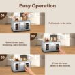Mecity 4 Slice Toaster Touch Screen Control 4 Wide Slot, Stainless Steel Smart Bread Toaster, 120V 1650W