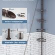 SEIRIONE Rustproof Shower Corner Caddy Organizer for Bathroom,Tension Pole with 4 Baskets,39.2 to 113 Inch Height, Bronze