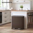 SONGMICS Trash Can, 2 x 8 Gallon (2 x 30 L) Garbage Can for Kitchen, Brown ULTB60BR