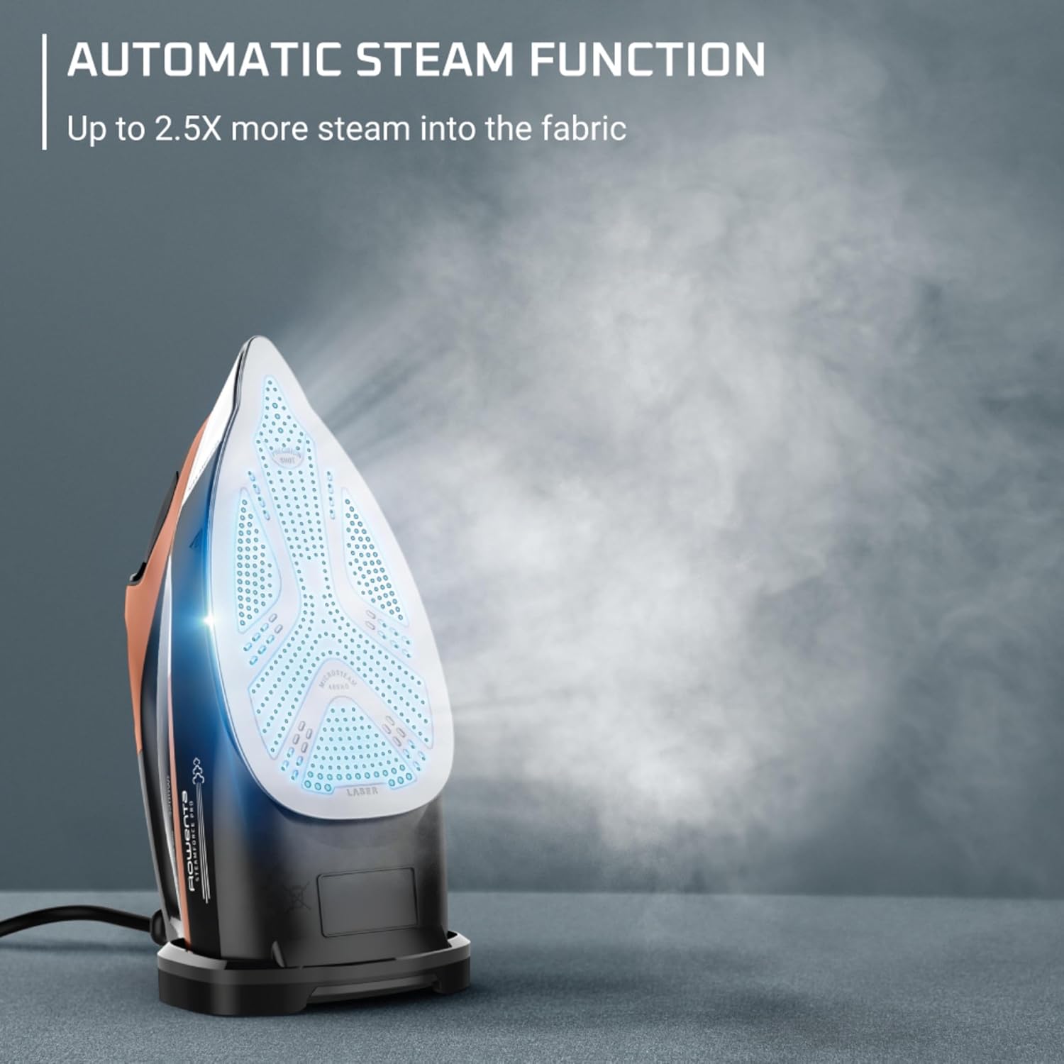 Rowenta Iron Steam Force Pro Steam Iron for Clothes 1850 watts, 5 presets Smart Screen, Stainless Steel Soleplate, Black Copper Rowenta Iron Steam Force Pro Steam Iron for Clothes 1850 watts, 5 presets Smart Screen, Stainless Steel Soleplate, Black Copper - Image 6
