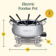 Cuisinart Fondue Pot, 3 Quart, For Chocolate, Cheese, Broth, Oil, Stainless Steel, CFO-3SSP1