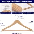 Amber Home 30 Pack Wooden Coat Hangers, Natural Wood Suit Hangers with Non Slip Pant Bar (Natural, 30) Amber Home 30 Pack Wooden Coat Hangers, Natural Wood Suit Hangers with Non Slip Pant Bar (Natural, 30)