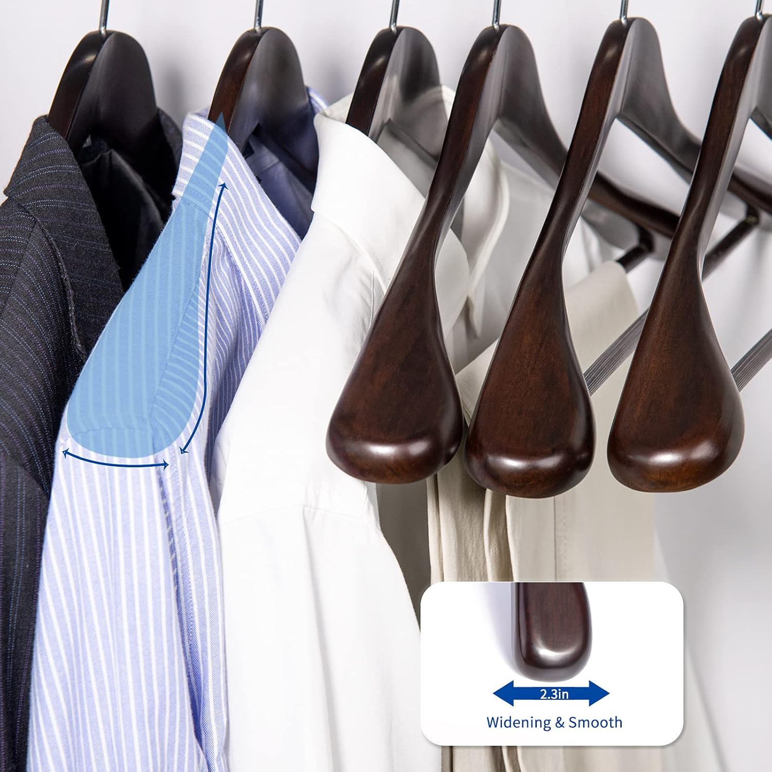 Nature Smile Luxury Mahogany Wooden Suit Hangers - 6 Pack - Wood Coat Hangers, Jacket Outerwear Shirt Hangers Nature Smile Luxury Mahogany Wooden Suit Hangers - 6 Pack - Wood Coat Hangers, Jacket Outerwear Shirt Hangers - Image 7