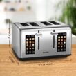 Mecity 4 Slice Toaster Touch Screen Control 4 Wide Slot, Stainless Steel Smart Bread Toaster, 120V 1650W