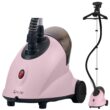 SALAV GS18-DJ Standing Garment Steamer with Roll Wheels for Easy Movement, 1500 watts, Pink