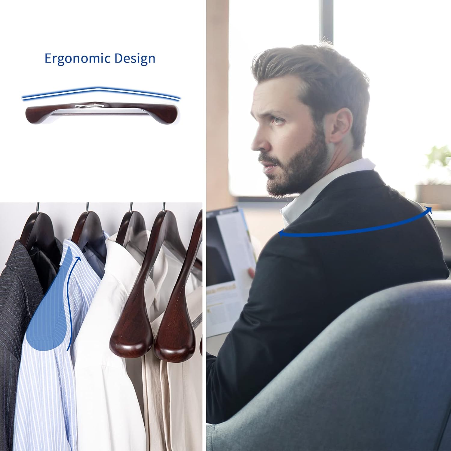 Nature Smile Luxury Mahogany Wooden Suit Hangers - 6 Pack - Wood Coat Hangers, Jacket Outerwear Shirt Hangers Nature Smile Luxury Mahogany Wooden Suit Hangers - 6 Pack - Wood Coat Hangers, Jacket Outerwear Shirt Hangers - Image 6