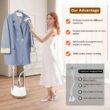 HAPAIS Steamer for Clothes,1800W Standing Garment Steamer with Adjustable Double Rod, Clothes Steamers with 10 Ironing Modes
