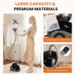 Sweetcrispy Standing Garment Steamer, 1500W Powerful Steamer for Clothes with Roll Wheels, Black&Grey