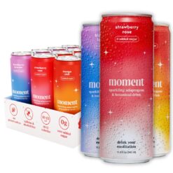 Moment Botanical Soda Soft Drink (Shark Tank), L-Theanine & Ashwagandha for Calm & Clarity 12-pack