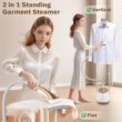 HAPAIS Steamer for Clothes,1800W Standing Garment Steamer with Adjustable Double Rod, Clothes Steamers with 10 Ironing Modes