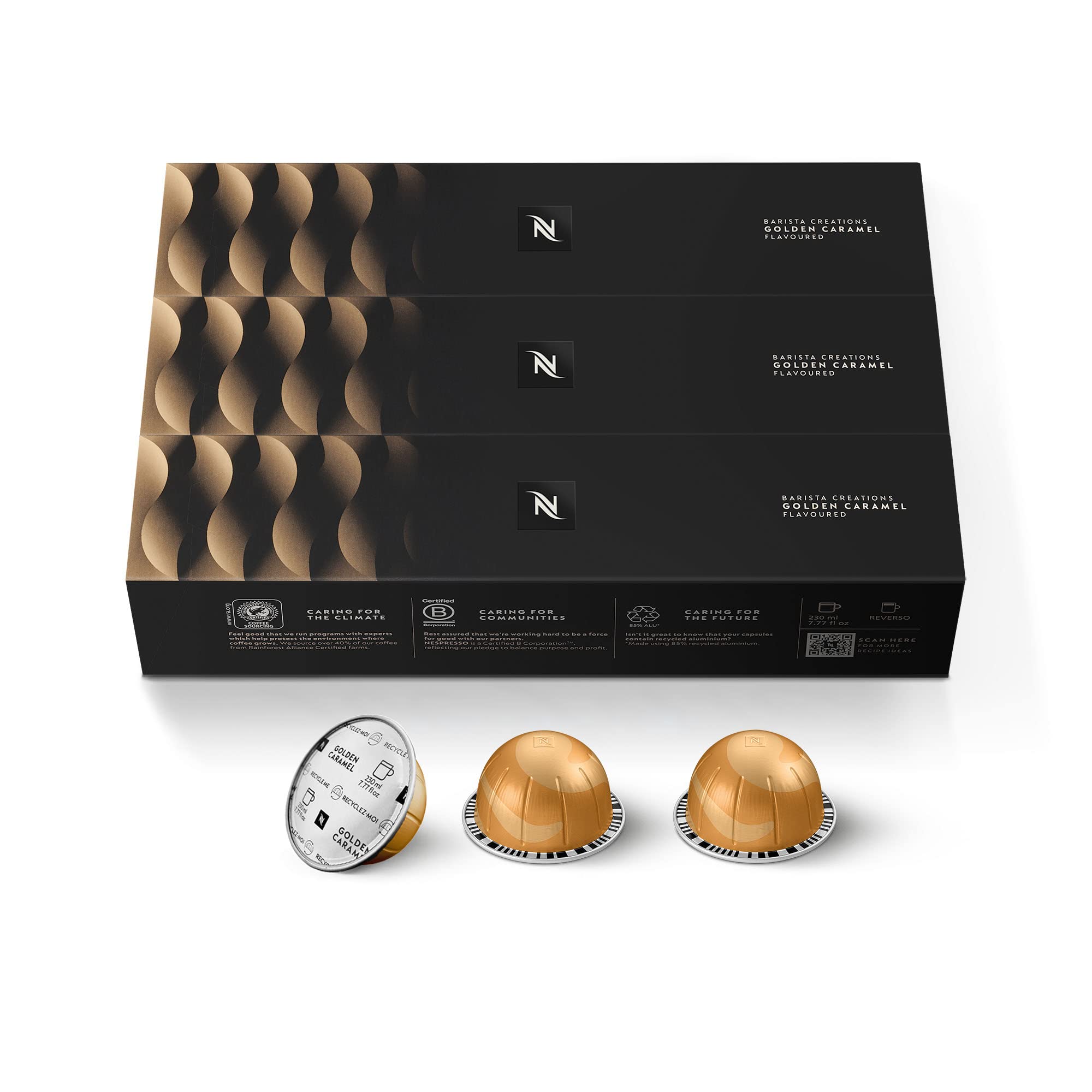 Nespresso Capsules Vertuo, Golden Caramel, Medium Roast Coffee, 30 Count Coffee Pods, Brews 7.8oz. Nespresso Capsules Vertuo, Golden Caramel, Medium Roast Coffee, 30 Count Coffee Pods, Brews 7.8oz.