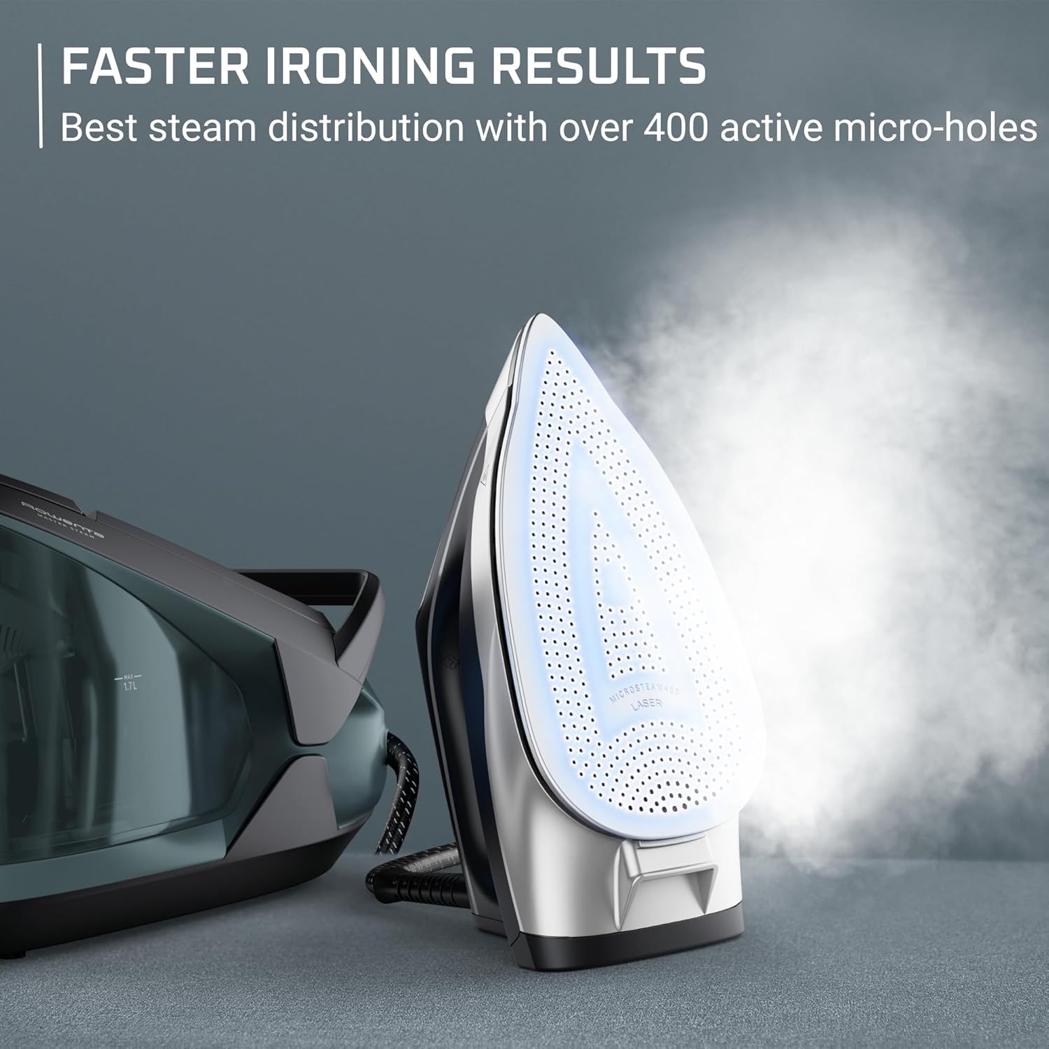 Rowenta Iron Steamer for Clothes, Professional Steam Iron For Clothes with Stainless Steel Soleplate 57 oz, 1750 watts, Black Green Rowenta Iron Steamer for Clothes, Professional Steam Iron For Clothes with Stainless Steel Soleplate 57 oz, 1750 watts, Black Green - Image 7