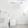 simplehuman 10 Liter / 2.6 Gallon Butterfly Lid Bathroom Step Trash Can, White Steel