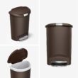 simplehuman 50 Liter, 13 Gallon Semi-Round Kitchen Step Trash Can with Secure Slide Lock, Mocha Plastic