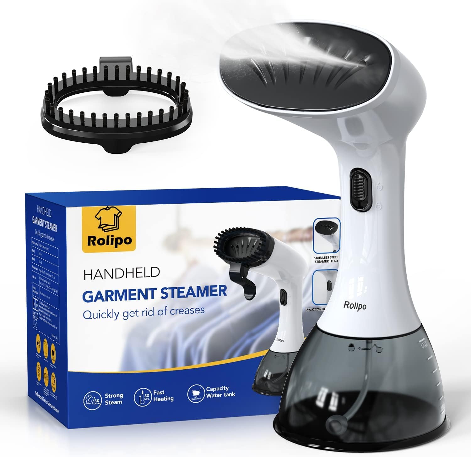 Rolipo Steamer for Clothes 1350W, Clothes Steamer, Upgraded 400ML Large Capacity Water Tank, Wrinkle Remover Rolipo Steamer for Clothes 1350W, Clothes Steamer, Upgraded 400ML Large Capacity Water Tank, Wrinkle Remover