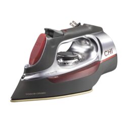 CHI Steam Iron for Clothes with 8’ Retractable Cord, 1700 Watts, 3-Way Auto Shutoff, 400+ Holes, Silver (13106)