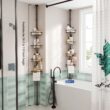SEIRIONE Rustproof Shower Corner Caddy Organizer for Bathroom,Tension Pole with 4 Baskets,39.2 to 113 Inch Height, Bronze