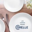 Corelle Vitrelle 18-Piece Service for 6 Dinnerware Set, Triple Layer Glass and Chip Resistant, Winter Frost White