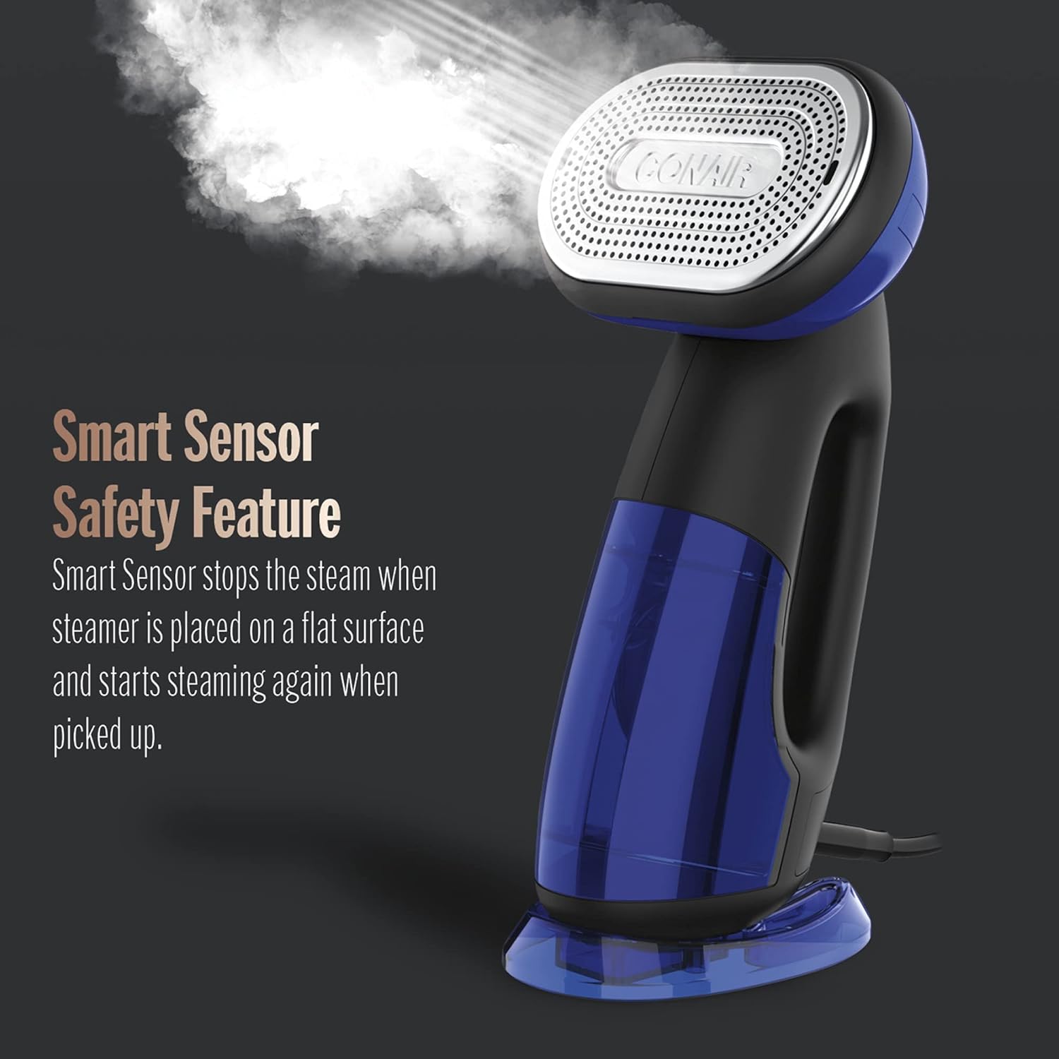 Conair 2-in-1 Handheld Steamer and Iron for Clothes, Turbo ExtremeSteam 1875W Garment Steamer and Clothing Iron,Black / Blue Conair 2-in-1 Handheld Steamer and Iron for Clothes, Turbo ExtremeSteam 1875W Garment Steamer and Clothing Iron,Black / Blue - Image 5