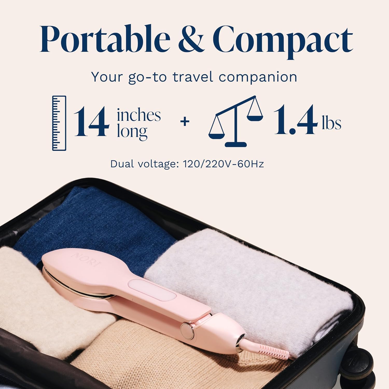 Nori Press Travel Steam Iron - Handheld Iron With Optional Steam Feature - No Ironing Board Required - Pink Nori Press Travel Steam Iron - Handheld Iron With Optional Steam Feature - No Ironing Board Required - Pink - Image 3