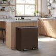 SONGMICS Trash Can, 2 x 8 Gallon (2 x 30 L) Garbage Can for Kitchen, Brown ULTB60BR