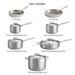 Tramontina Tri-Ply Clad Stainless Steel 12-Piece Cookware Set with Lids, Pots and Pans Kitchen Set